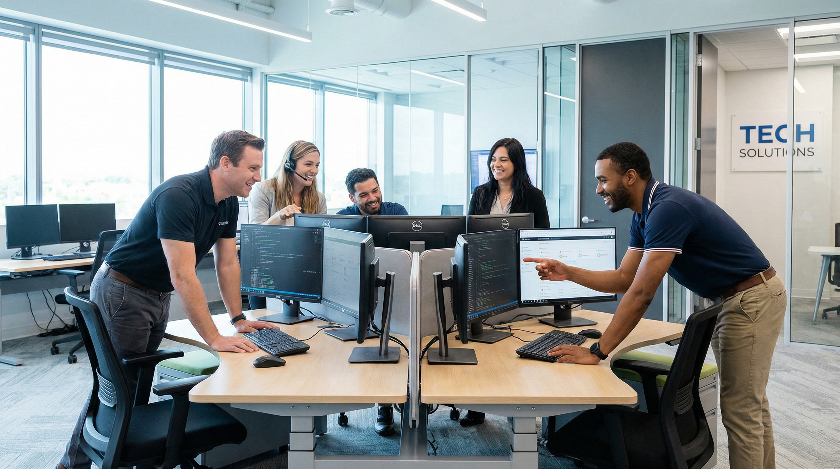 Equipe de Suporte JTI em ambiente corporativo moderno